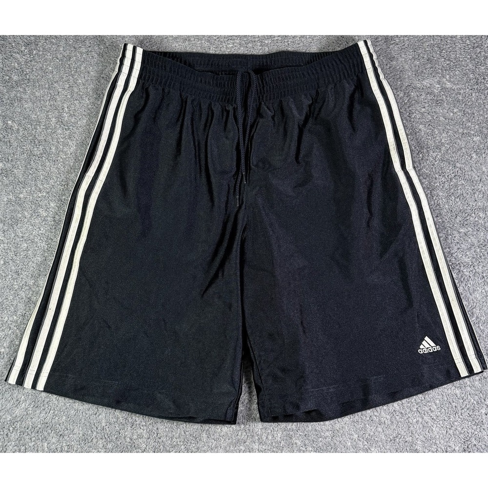 Adidas Silky Dazzle Shorts 3-Stripe Basketball Y2K Navy Blue Mens L Drawstring